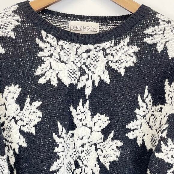 VTG 80s 90s Chunky Sweater Womens Medium Textured Whimsigoth Dark Cottagecore - Picture 5 of 9